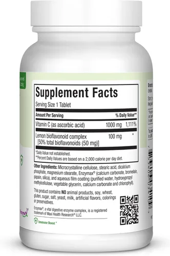 Vista 2 de 1000 mg de vitamina C – 1000 mg comprimidos fórmula de ultra alta absorción – Sin gluten Kosher Dietético sin OMG Suplemento de vitamina C