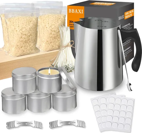 Vista 8 de BBAXI - Olla para hacer velas y verter, 1500 ML/50 OZ, jarra para verter velas, olla para hacer velas de acero inoxidable 304 con mango resistente