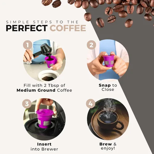 Vista 7 de Perfect Pod - Paquete de 4 cápsulas de café recargables reutilizables de 1 corriente más cucharada de café de Perfect Pod - Compatible con cafeteras