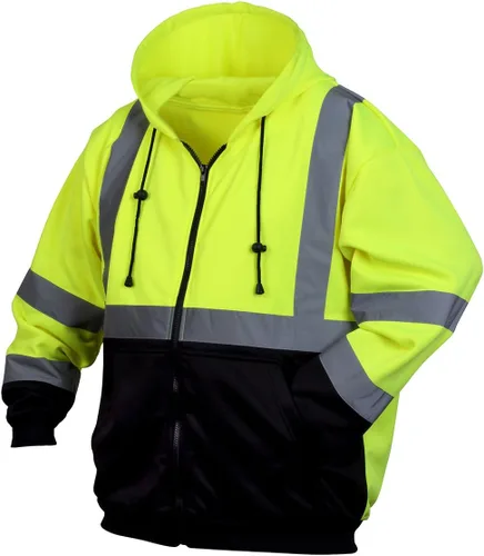 Vista 6 de Pyramex RSZH32 Series Sudaderas Hi Vis Lime Zipper Sudadera con parte inferior negra