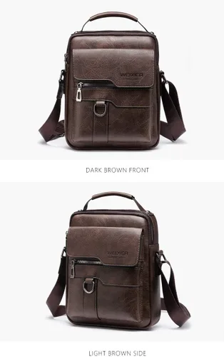 Vista 5 de Bolso bandolera de cuero retro para hombre - Elegante y práctico bolso de mensajero con múltiples compartimentos