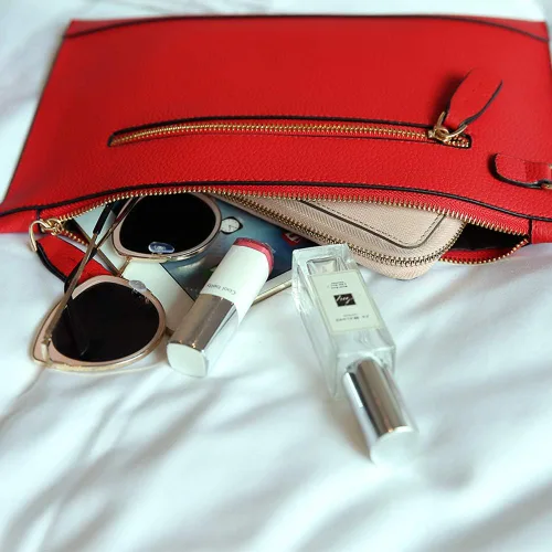 Vista 7 de Bolso de mano para mujer, de piel sintética, bolso grande de noche, con correa para la muñeca