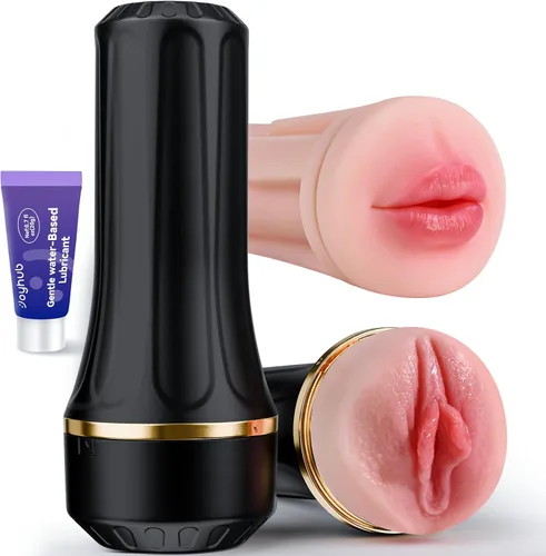 Vista 8 de EINSEO Sex Toys - Masturbador masculino con mangas duales, bolsillo de 7.5 pulgadas, textura de coño y boca, canal de TPE suave, juguetes de mamada