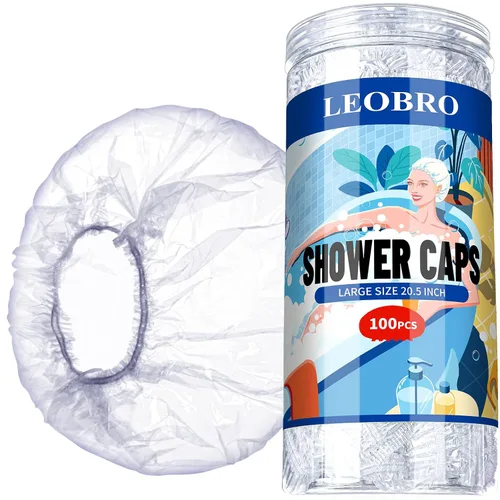 Vista 11 de LEOBRO 100 gorros de ducha desechables, gorros de ducha para mujeres, gorro de ducha de plástico transparente, tapones de plástico