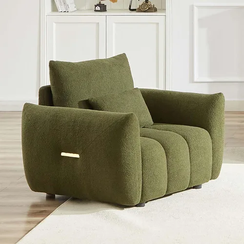 Vista 22 de Antetek - Sofá individual moderno de 35 pulgadas, cómodo asiento profundo de tela de peluche, silla de sala de estar, sofá de lectura Boucle de ocio