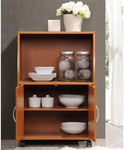 Vista 3 de Pemberly Row Carrito de cocina para microondas en cereza