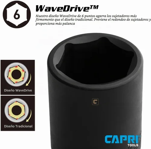 Vista 2 de Capri Tools Dado de Impacto Poco Profundo, Impulsor de 3/8 Pulgadas, 6 Puntos, SAE (1 Pulgada)