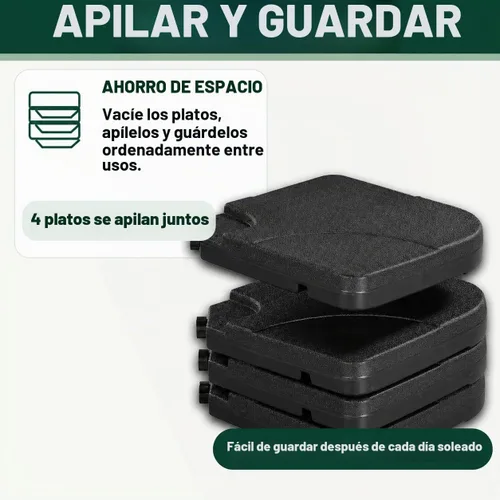 Vista 6 de Yaheetech Base de sombrilla de 4 piezas para exteriores, soporte cuadrado en voladizo relleno de agua o arena para jardín, patio trasero y piscina