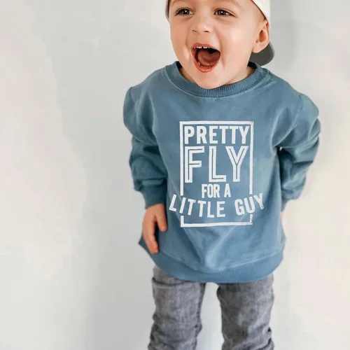Vista 2 de Conjunto de 2 piezas de sudadera con estampado de letras y cuello redondo para bebé niño
