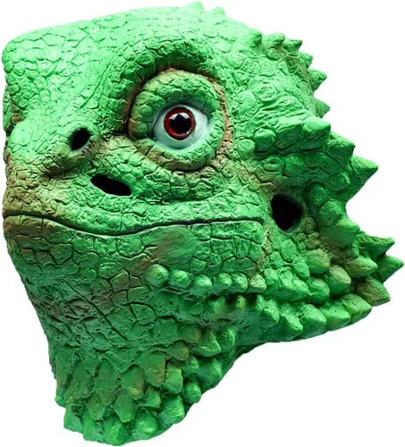 Vista 2 de MAOGUSR Máscara de lagarto para cabeza de animal, disfraz de Halloween, máscara de látex para fiesta, cabeza completa para adultos, color verde