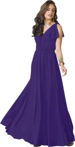 Vista 17 de KOH KOH Vestido largo maxi para mujer 2025 con cuello en V, sin mangas, con volantes, para dama de honor, baile de graduación Negro