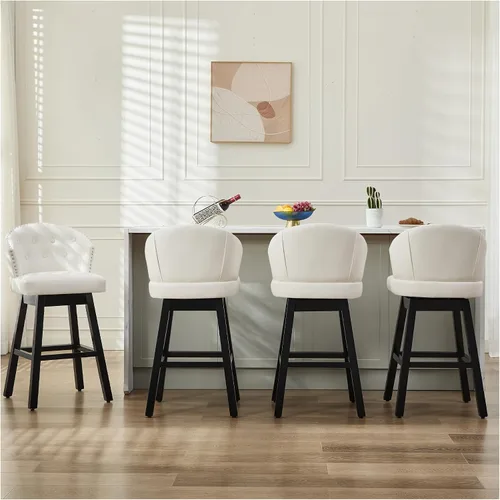 Vista 27 de Juego de 2 taburetes de bar giratorios de 29 pulgadas, taburetes de bar tapizados con respaldo, sillas modernas de altura de mostrador para isla