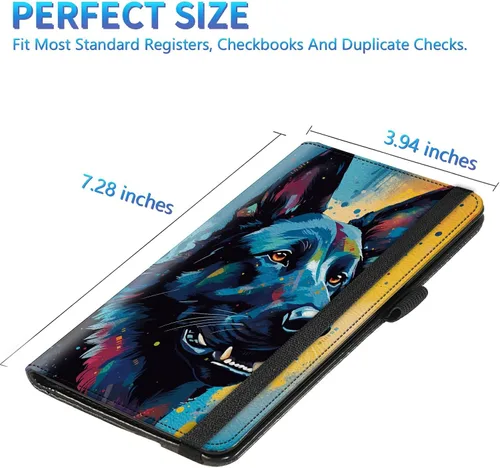 Vista 117 de Funda para chequera para hombres y mujeres, cartera de cuero RFID con ranuras para tarjetas de crédito, soporte de cheques duplicados personales