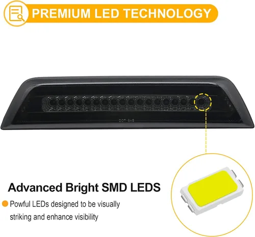 Vista 2 de R&F Auto Luz de freno LED estroboscópica de tercera con lente ahumada de repuesto para Tacoma 2016-2023 Limited SR SR5 TRD Off-Road TRD Pro