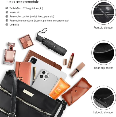Vista 3 de ESTALON Bolso cruzado de cuero para mujer, pequeño cruzado largo sobre el hombro, bolsos y bolsos para mujer, Bolsos