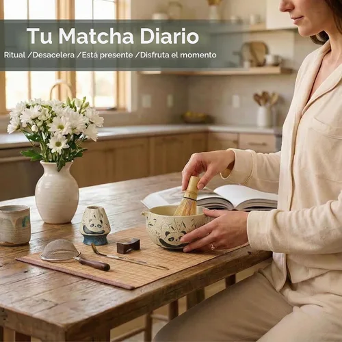 Vista 3 de Juego de batidor de matcha de 7 piezas con cuenco y batidor de 100 puntas
