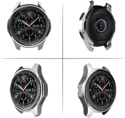 Vista 9 de FitTurn Compatible con Gear S3 Frontier SM-R760, marco de metal de TPU suave a la moda, resistente a los golpes, a prueba de golpes, carcasa