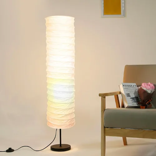 Vista 8 de Uonlytech Pantalla de lámpara de pie de papel, estilo nórdico, cubierta de luz de mesa, protector de lámpara de barril para el hogar, hotel, mesita