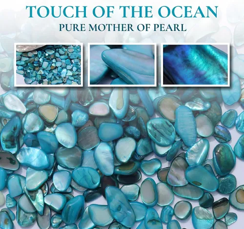Vista 5 de MOP Pequeñas mini conchas de nácar trituradas azules Fragmentos naturales de conchas marinas para manualidades, relleno de jarrón y decoración