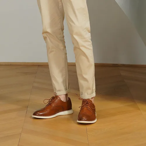 Vista 3 de Jousen Zapatos de vestir para hombre, Oxford, casuales, retro, clásicos, cómodos, formales, Derby, negocios, zapatos de vestir para hombres