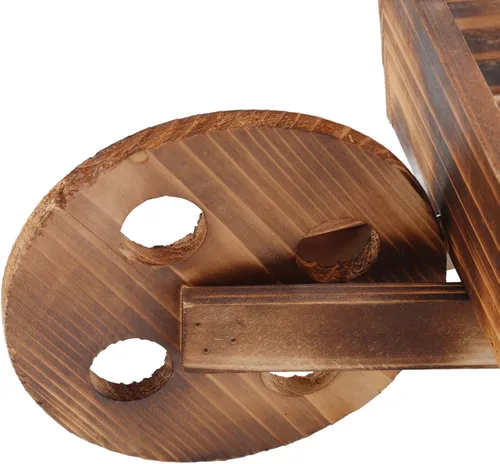Vista 6 de Maceta de madera para carrito, macetas suculentas de carretilla, maceta de carro, macetas decorativas con forma de carrito para decoración