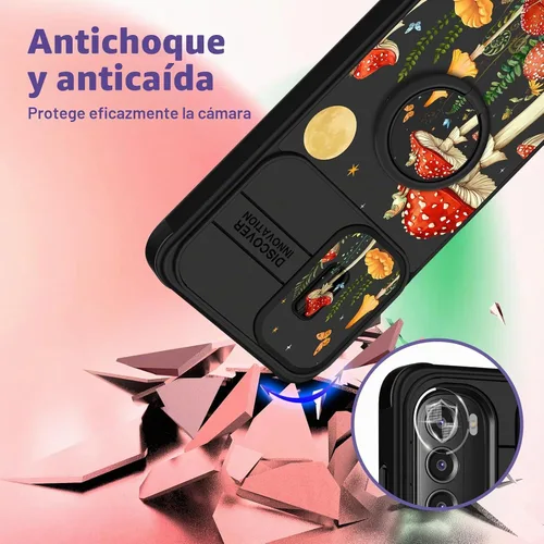 Vista 3 de Funermei - Funda para Moto G Stylus 5G 2022 con soporte de anillo, diseño Hongo de la Luna