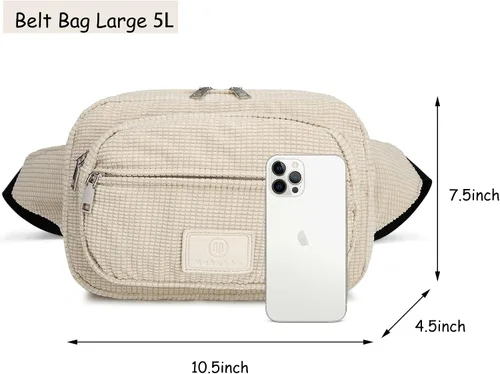 Vista 6 de Ibalulu Riñonera cruzada para mujer a la moda, bolsa para cinturón grande de 5 litros, bolso de pecho con correa ajustable, riñoneras de moda