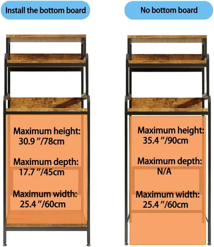 Vista 3 de COCOLUCKY Mini soporte para nevera de 4 niveles con almacenamiento, mini gabinete para refrigerador con almacenamiento, soporte para microondas
