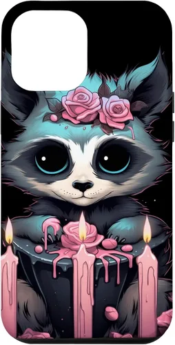 Vista 25 de iPhone 16 Pastel Goth Gothic Raccoon Anime Kawaii Nu Goth Aesthetic Case