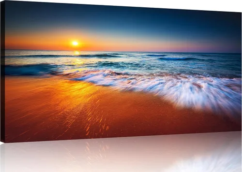 Vista 65 de TutuBeer 3 paneles de fotos de playa, arte de pared, diseño de mar azul, playa blanca al amanecer, imágenes impresas en lienzo, imágenes del océano
