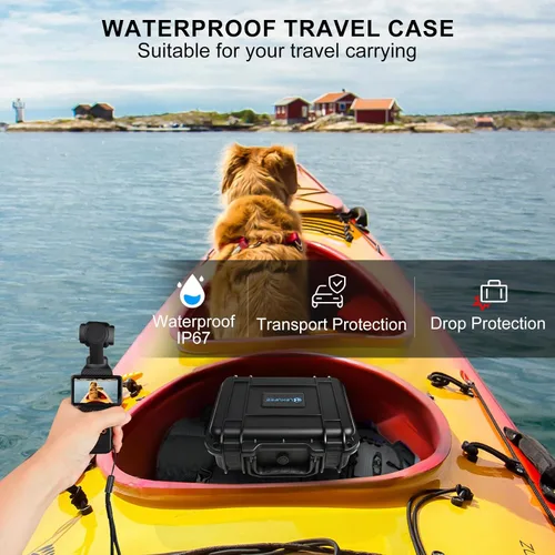 Vista 5 de Lekufee Funda Rígida Resistente al Agua para DJI Osmo Pocket 3, Mic 3/2/Mini, Combo de Creador, Combo de Expansión de Potencia, Cámara de Vlogging