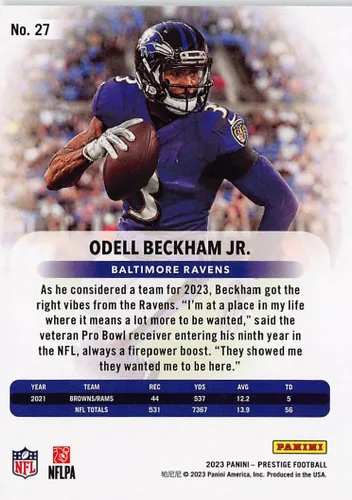 Vista 2 de 2023 Panini Prestige #27 Odell Beckham Jr.