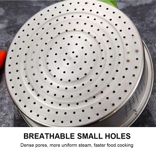 Vista 10 de Cesta de vapor de verduras de acero inoxidable, juego de estante de vapor