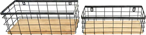 Vista 9 de ShabbyDecor Cesta de alambre de metal desmontable con base de madera, organizador de almacenamiento, cesta colgante para armarios de cocina, baño