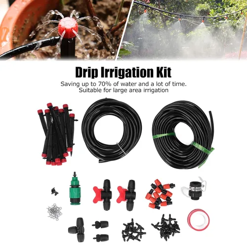Vista 2 de Kit de riego por goteo micro Sistema de nebulización de jardín de ahorro de agua para césped/invernadero/patio Tubo de 8/0.472 in y 4 / 0.276 in
