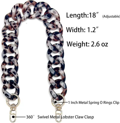 Vista 2 de Correa de bolso con estampado de leopardo de resina AUMEY, asa decorativa de reemplazo para bolso