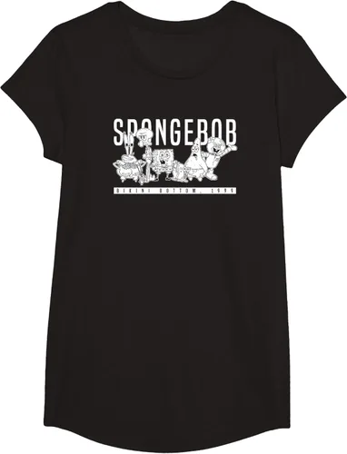 Vista 5 de Bob Esponja Vintage Group Simple Logo Camiseta, Negro