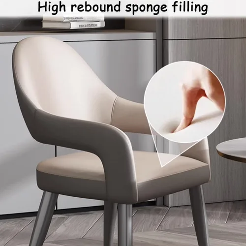 Vista 4 de YVYKFZD Leather Dining Chairs, Leisure Kitchen Chairs Set, Upholstered Dining Room Chairs with Backrest, Lounge Armchair Comfy Side Chair, for Brown