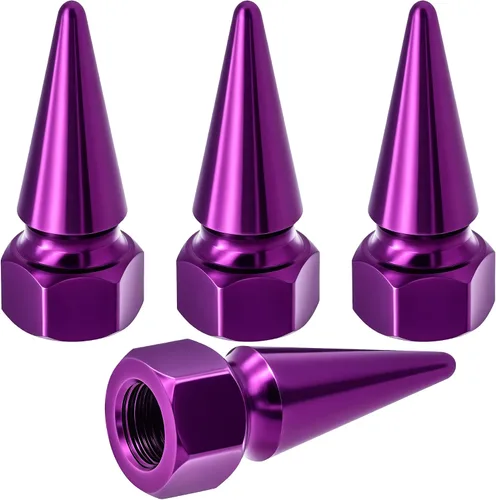 Vista 20 de 4 piezas de tapas de válvula de rueda con forma de punta, tapa de aire de aluminio para automóviles, cubiertas universales de válvula de rueda a