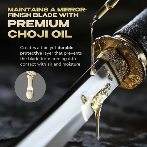 Vista 6 de Basic Katana Cleaning Kit with 5 pcs Cleaning Cloths and Bottle of Choji Oil - Maintenance Care Set for Samurai Swords - Care for Samurai Japanese