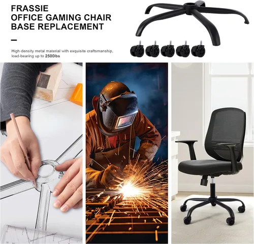 Vista 6 de Frassie Base de repuesto para silla de oficina con ruedas, base de metal resistente para silla de taburete de 2500 libras, pieza de repuesto Negro