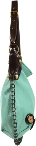 Vista 6 de Chala Bolsos de mano, estilo casual, suave, grande hombro o bolso cruzado con llavero, color verde azulado, Búho