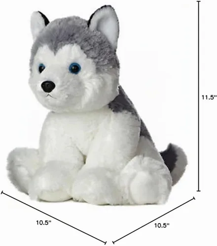 Vista 5 de Aurora® Peluche de husky de peluche, comodidad acogedora, acurrucarse sin fin, color gris, 14 pulgadas