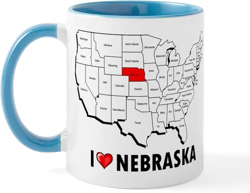 Vista 35 de CafePress I Love Nebraska Taza de café de cerámica de 11 oz (11.0 fl oz)