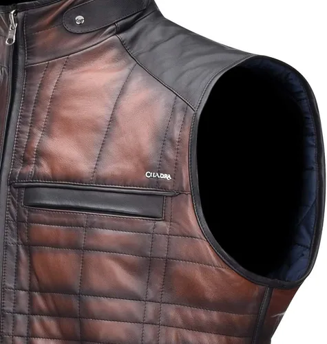 Vista 5 de CUADRA Chaleco reversible para hombre en piel auténtica