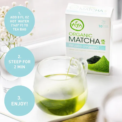 Vista 4 de Aiya Gyokuro orgánico con infusión de matcha Té verde matcha ceremonial orgánico, gyokuro orgánico 10