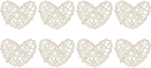 Vista 13 de MECCANIXITY 8 piezas de jarrón de ratán en forma de corazón de ratán natural para decoración del día de San Valentín, decoración del hogar, boda