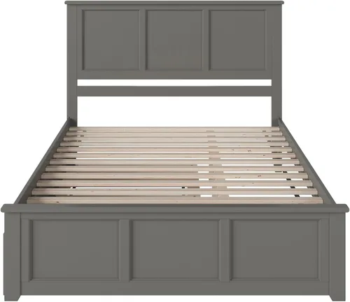 Vista 7 de AFI, Madison - Cama de plataforma Queen con estribo a juego y cama corrediza individual XL, color gris