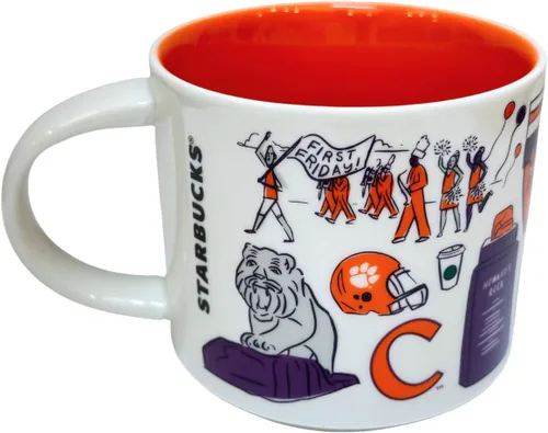 Vista 2 de Starbucks Been There Series Campus Collection Clemson University - Taza de café de cerámica, 14 onzas