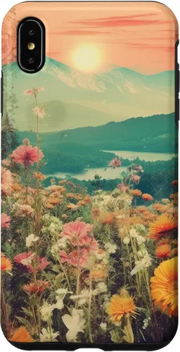 Vista 11 de iPhone 16 Boho Mountain Moon Phases Floral Aesthetic Chic Retro Sunset Case